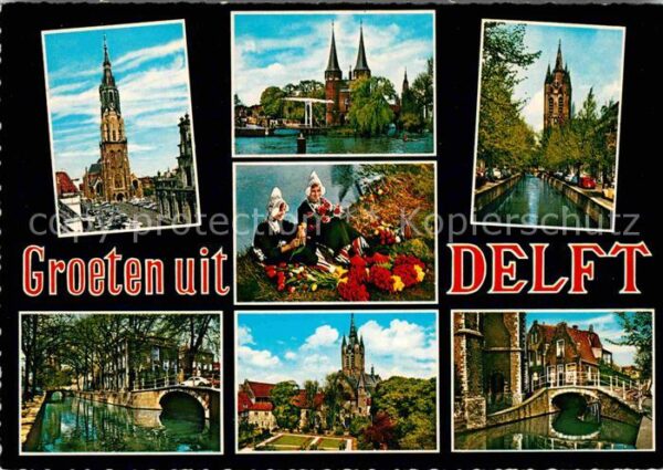 Delft Kirchen Schloss Grachten Trachtenmädche