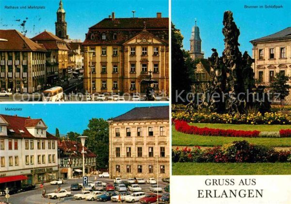 Erlangen Rathaus Marktplatz Brunnen Schlosspark