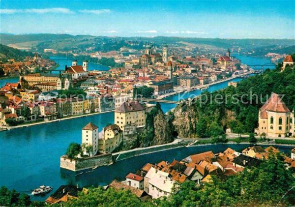 Passau Dreiflüssestadt mit Inn Donau und Ilz
