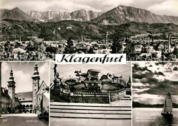 Klagenfurt Woerthersee Panorama Landhaus Lindenwurmbrunnen Wör