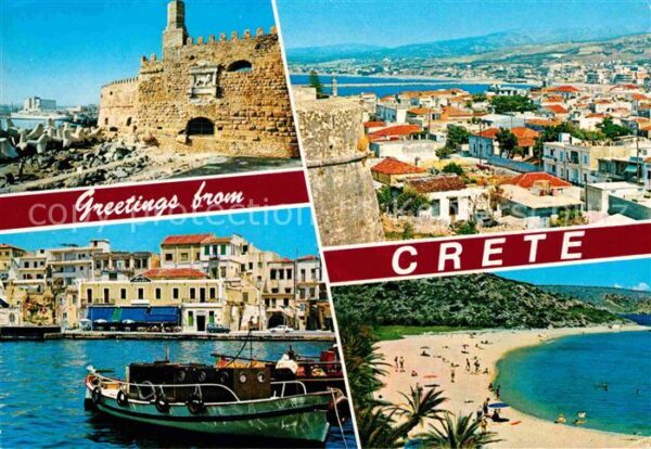 Crete Kreta Ruine Hafen Panorama Strand