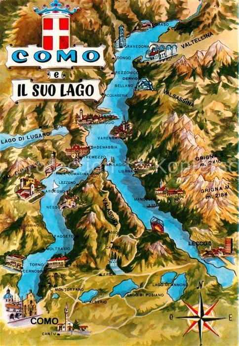 Como Lago di Como Panoramakarte