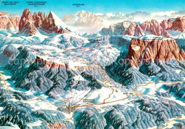 Kastelruth Suedtirol Seis und die Seiseralm Panoramakarte