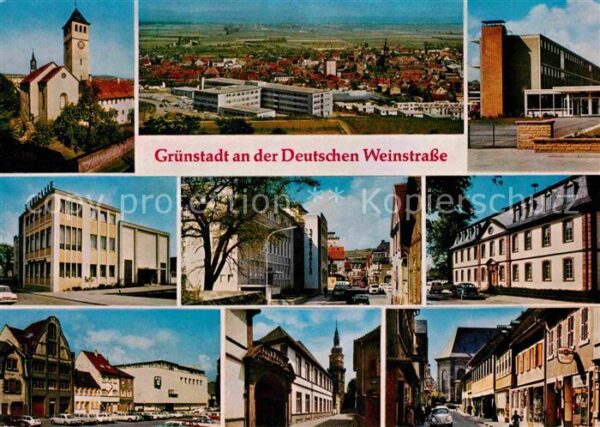 Gruenstadt Kirche Panorama Teilansichten
