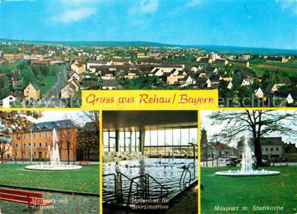 Rehau Bayerische Ostmark Fliegeraufnahme Maxplatz Rathaus Hallen