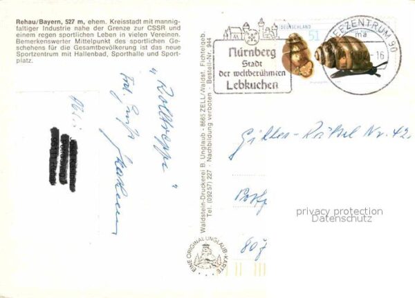 Rehau Bayerische Ostmark Fliegeraufnahme Maxplatz Rathaus Hallen – Bild 2