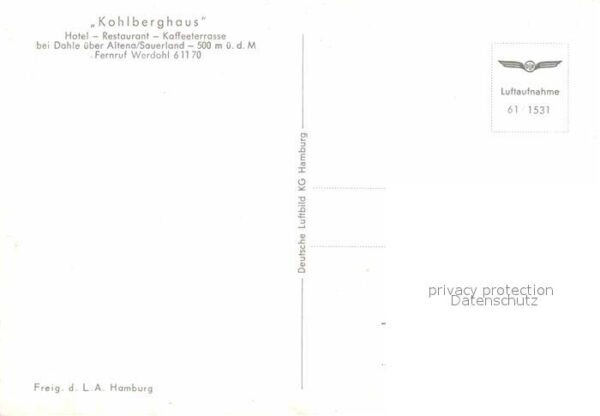 Dahle Altena Fliegeraufnahme Kohlberghaus Hotel – Bild 2