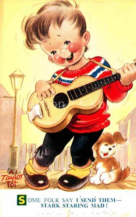 Gitarre Kind Hund Künstlerkarte Taylor Tot Nr.
