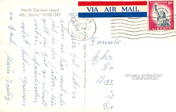 Schiffe Ships Navires MS Berlin North German Lloyd – Bild 2