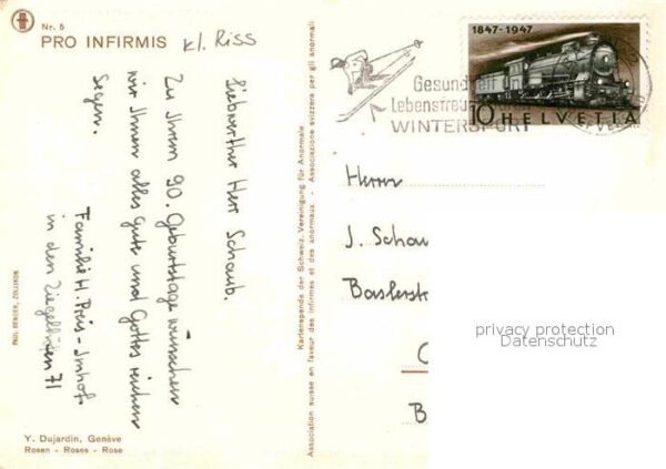 Kuenstlerkarte Y. Dujardin Rosen Pro Infirmis – Bild 2