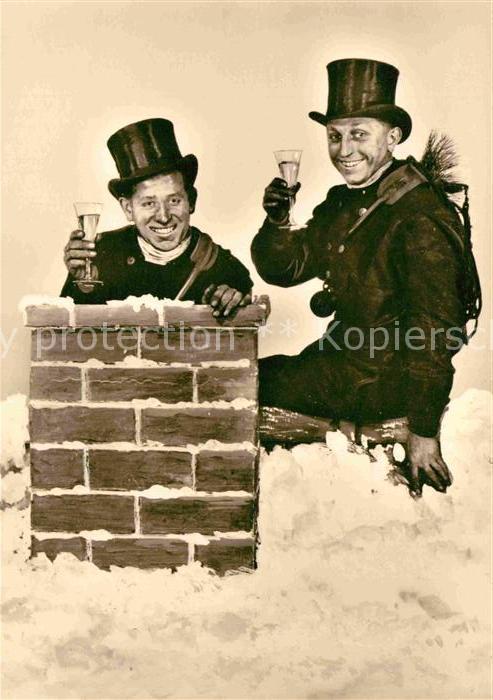 Schornsteinfeger Neujahr Zylinder Sekt