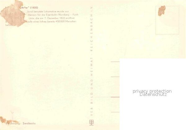 Lokomotive Adler 1835 Zeichnung Swoboda – Bild 2