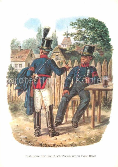 Post Postillione Preussen 1850 Künstlerkarte