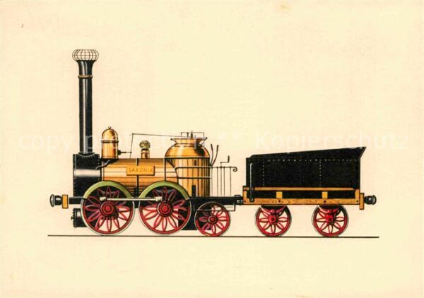 Lokomotive Saxonia 1839 Zeichnung Swoboda
