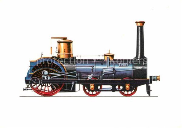 Lokomotive Schnellzug-Lokomotive Blitz 1857 Zeichn
