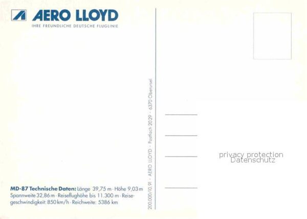 Flugzeuge Zivil Aero Lloyd  Mc Donnell Douglas MD-87 – Bild 2