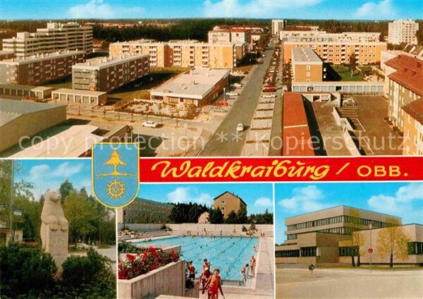 Waldkraiburg Wohnsiedlung Hochhäuser Bär Statue Frei