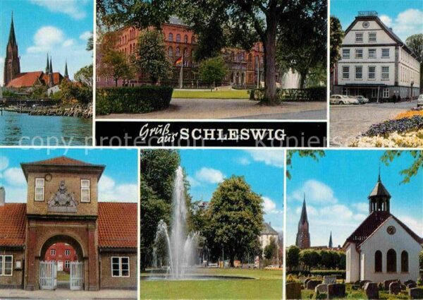 Schleswig Schlei Ortsansicht mit Kirche Friedhof Gebäude