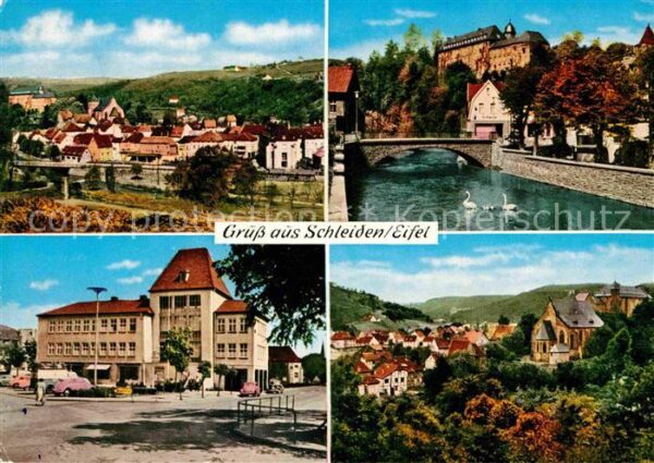 Schleiden Eifel Panorama Partie am Fluss Brücke Strasse