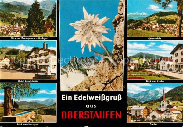 Oberstaufen Ortsansicht Hotel Zum Löwen Kirche Hoch
