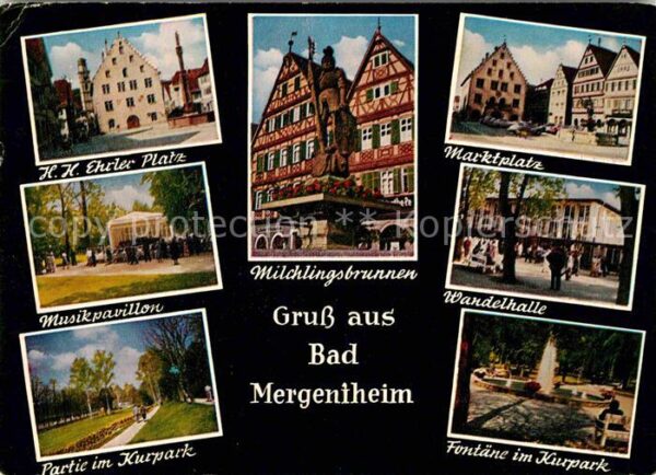 Bad Mergentheim Ehrler Platz Milchlingsbrunnen Fachwerk