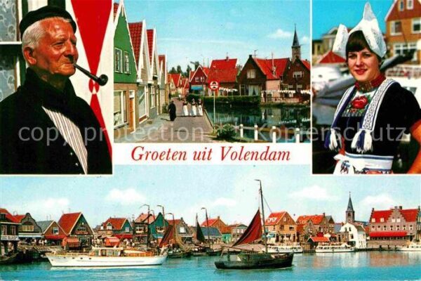 Volendam Ortsansichten Alter Mann Trachten Hafen