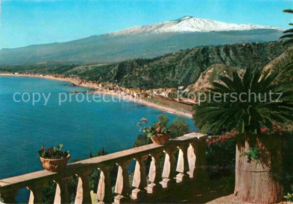 Taormina Sizilien Panorama Küste Vulkan Ätna