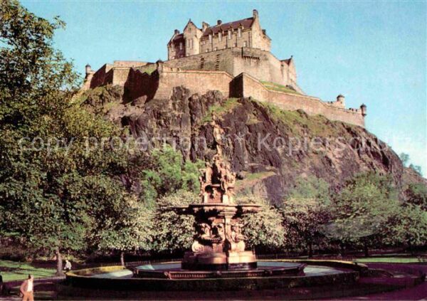 Edinburgh Scotland Castle and Fountain