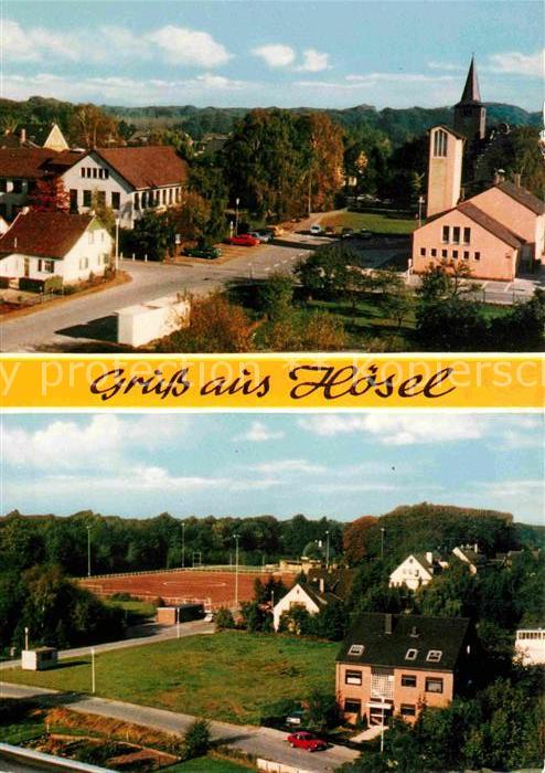 Hoesel Ortsansicht mit Kirche Sportplatz