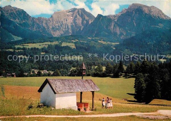 Schoenau Berchtesgaden Feldkapelle mit Kehlstein Hoher Göll un