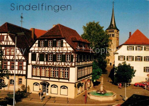 Sindelfingen Altstadt Fachwerkhäuser Brunnen Kirchtu