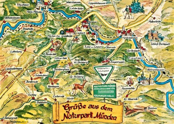 Muenden Landkarte Naturpark mit Sehenswürdigkei