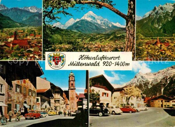 Mittenwald Bayern Gesamtansicht mit Alpenpanorama Ortspar