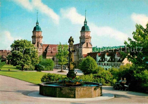 Freudenstadt Ev Stadtkirche und Marktbrunnen