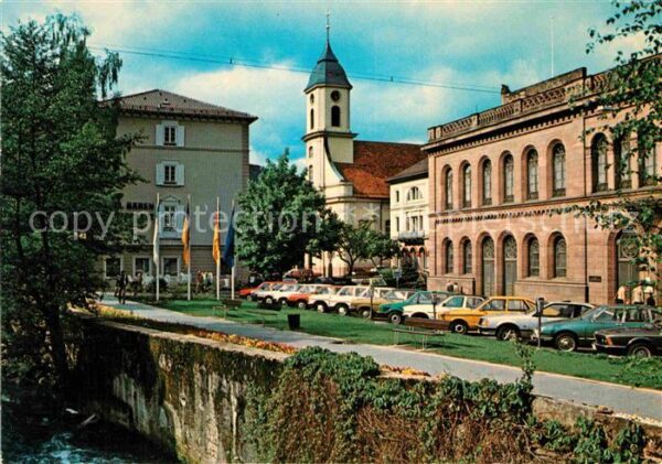 Wildbad Schwarzwald Uferpromenade an der Enz Kirche
