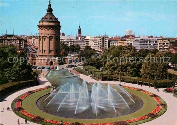 Mannheim Wasserturm Wahrzeichen Wasserspiele mit