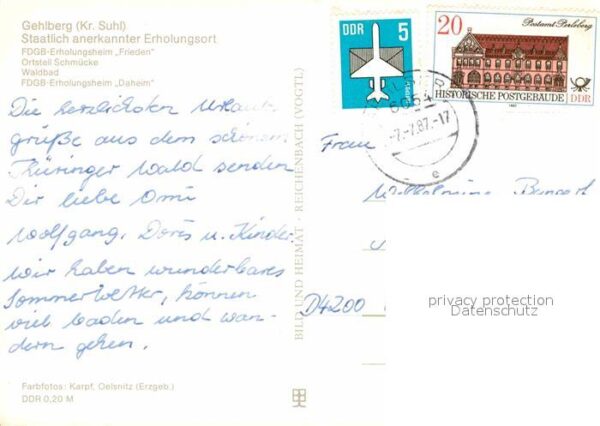 Gehlberg FDGB Erholungsheime OT Schmücke Waldbad – Bild 2