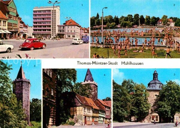 Muehlhausen Thueringen Wilhelm Pieck Platz Schwanenteichbad Ra