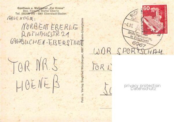 Eberstadt Baden Gesamtansicht Gasthaus Metzgerei Tropfs – Bild 2