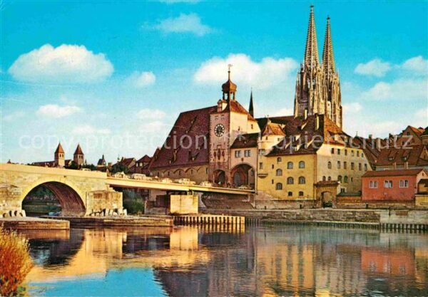 Regensburg Donaupartie mit Blick zum Dom