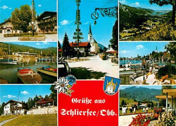 Schliersee Maibaum Kirche Uferpromenade am See Pan