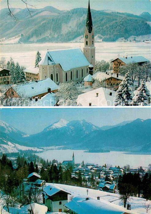 Schliersee Kirche Winterpanorama Höhenluftkurort W