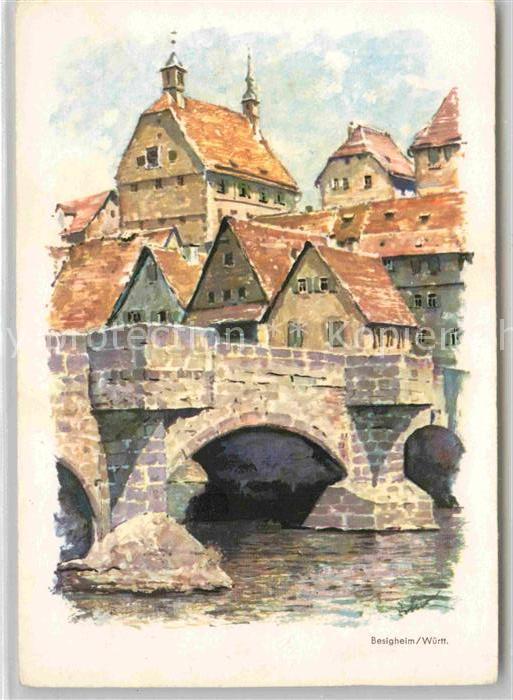 Besigheim Brücke Altstadt Künstlerkarte