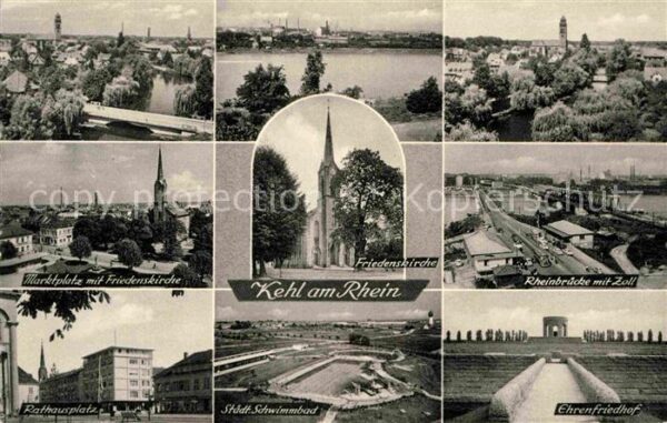 Kehl Rhein Marktplatz Friedenskirchee Rheinbrücke