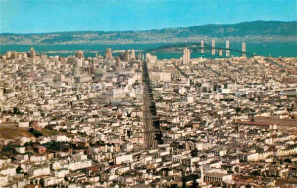San Francisco California from Twin Peaks Oakland Bay Bridge Mark