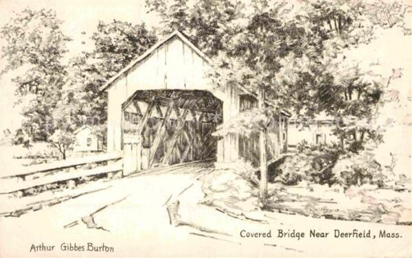 Deerfield Massachusetts Covered Bridge K?nstlerkarte Arthut Gib