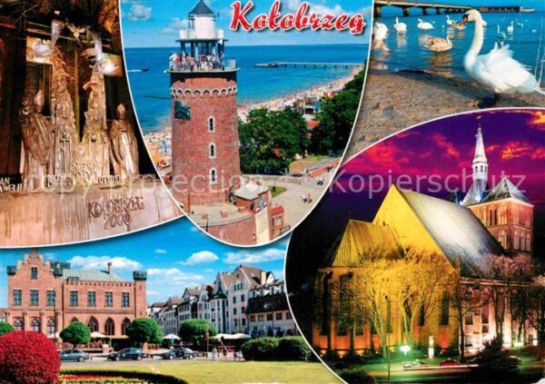 Kotobrzeg Kirchen Leuchtturm Strand Schwäne