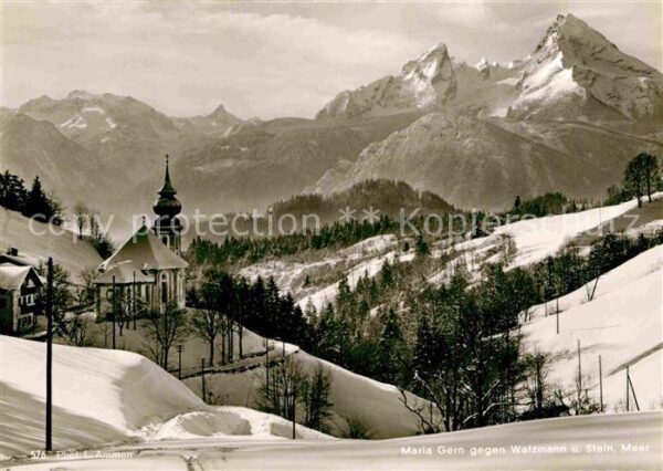Maria Gern Kirchenpartie mit Watzmann und Steinern