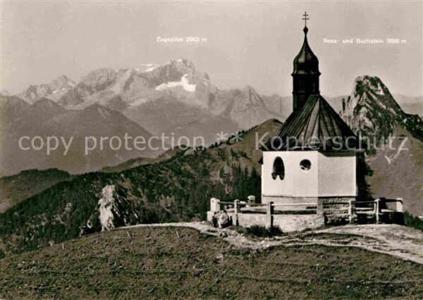 Rottach-Egern Wallbergbahn Kapelle mit Zugspitze Ross