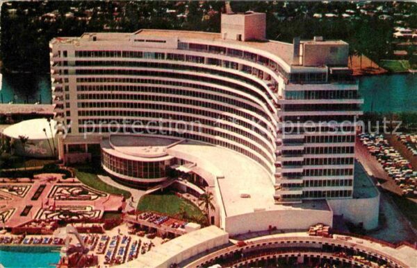 Miami Beach Fountainbleau Hotel on the ocean aerial